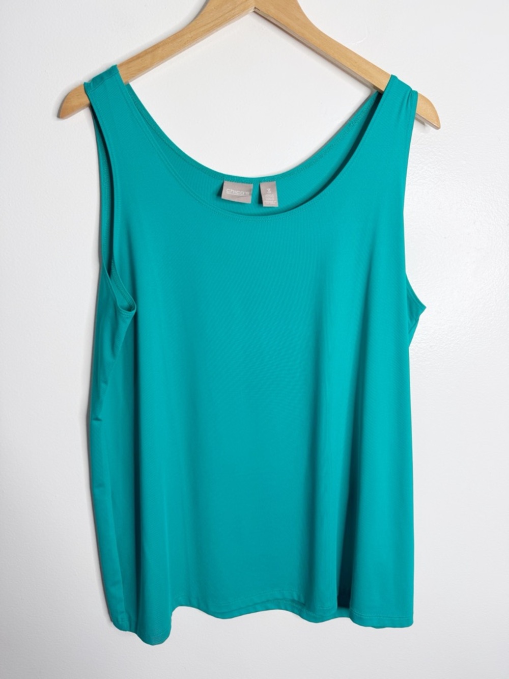 Chico’s Teal Sleeveless Tank‎ Top Size XL (3) Scoop Neck Casual Basic Resortwear
